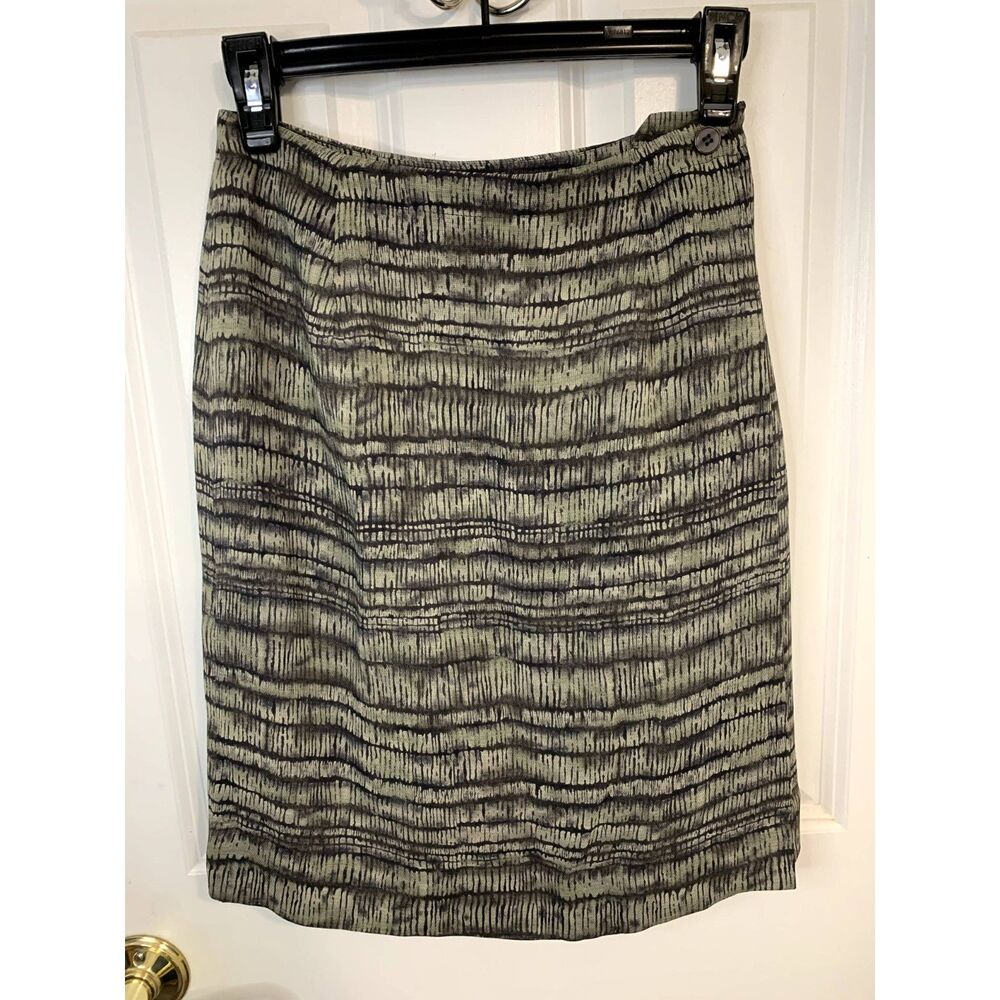 Vintage Jones New York Green Print Silk Wrap Skirt Size 4